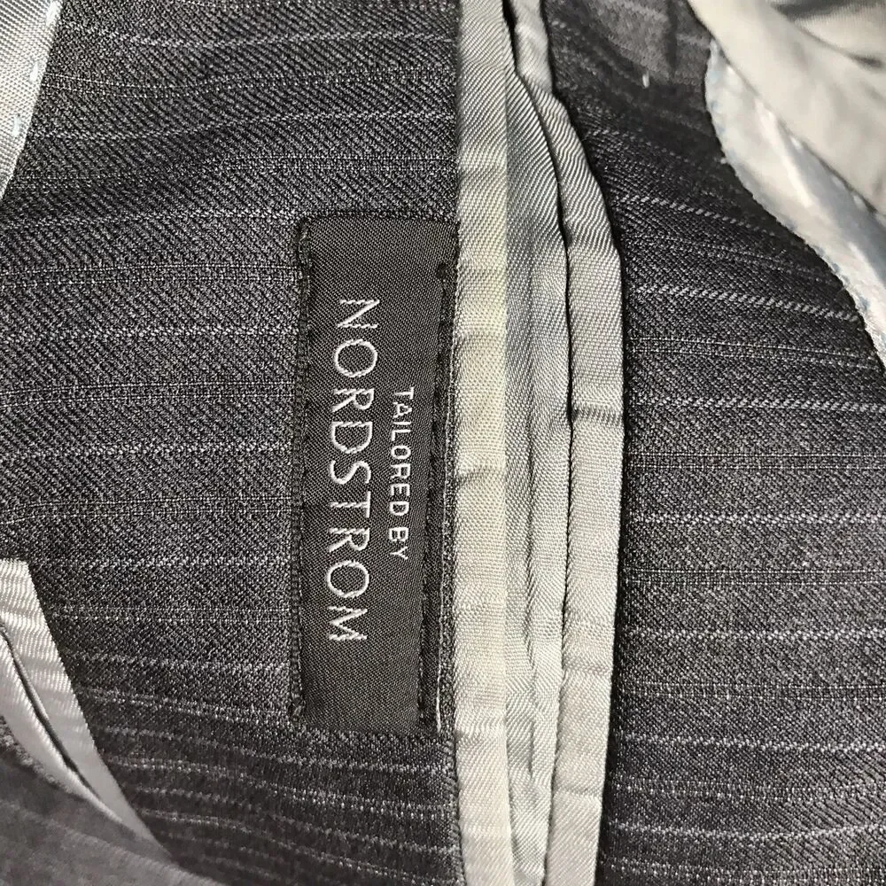 PETER MILLAR Suit Jacket Men 44R Black Pinstripe Wool 2 Button Double Vent USA